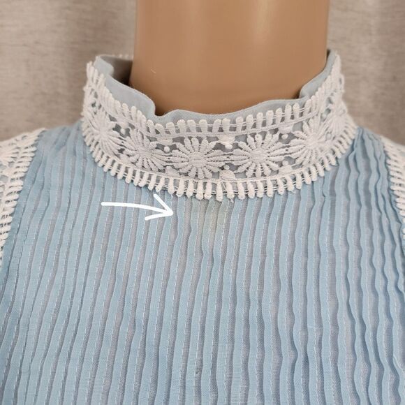 70s Does Regency Blue Maxi Dress Prarie Puffed Sleeves Union Made - Picture 7 of 14